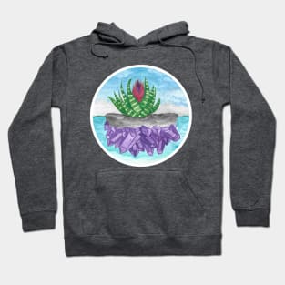 Purple Amethyst Crystal Island Tillandasia Air Plant in Ocean (Apparel Version) Hoodie